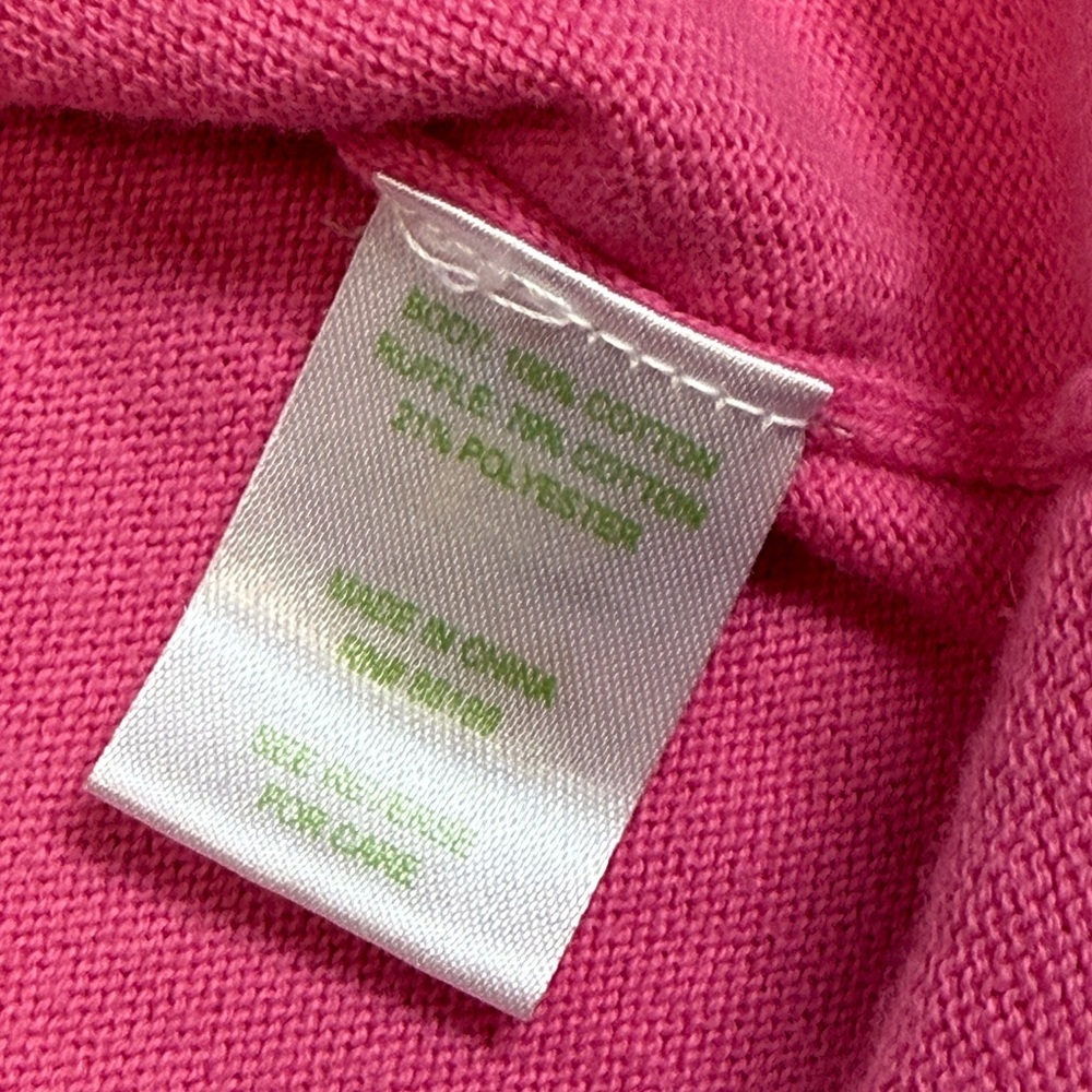 Lilly Pulitzer: Girls Pink Ruffle Cardigan Sweater, Metallic Accent, Size S (4/5 - Picture 8 of 9